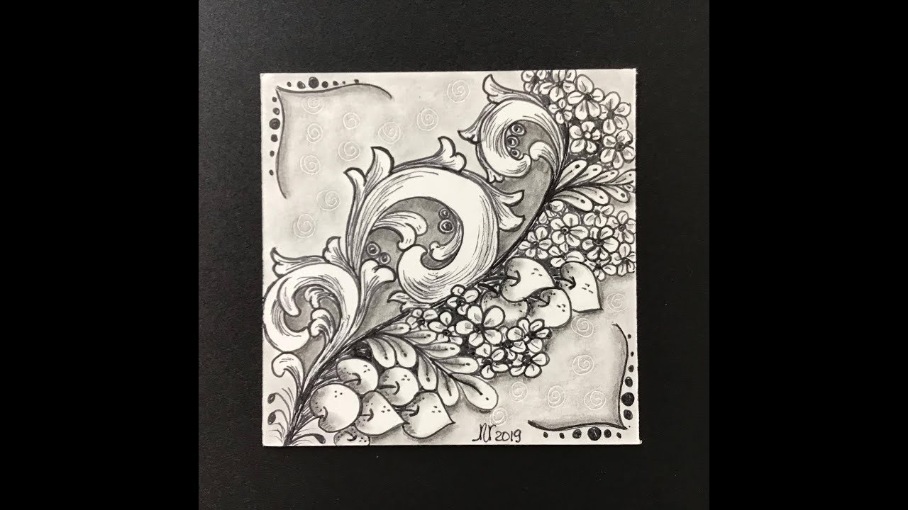 Easy Zentangle - Meditative Art -  Doodling a feather