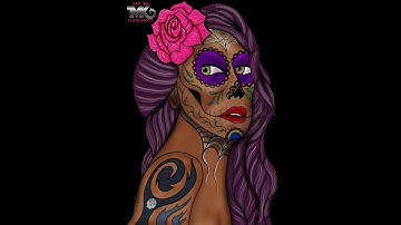 Rebel rose sugar skull illustration time lapse