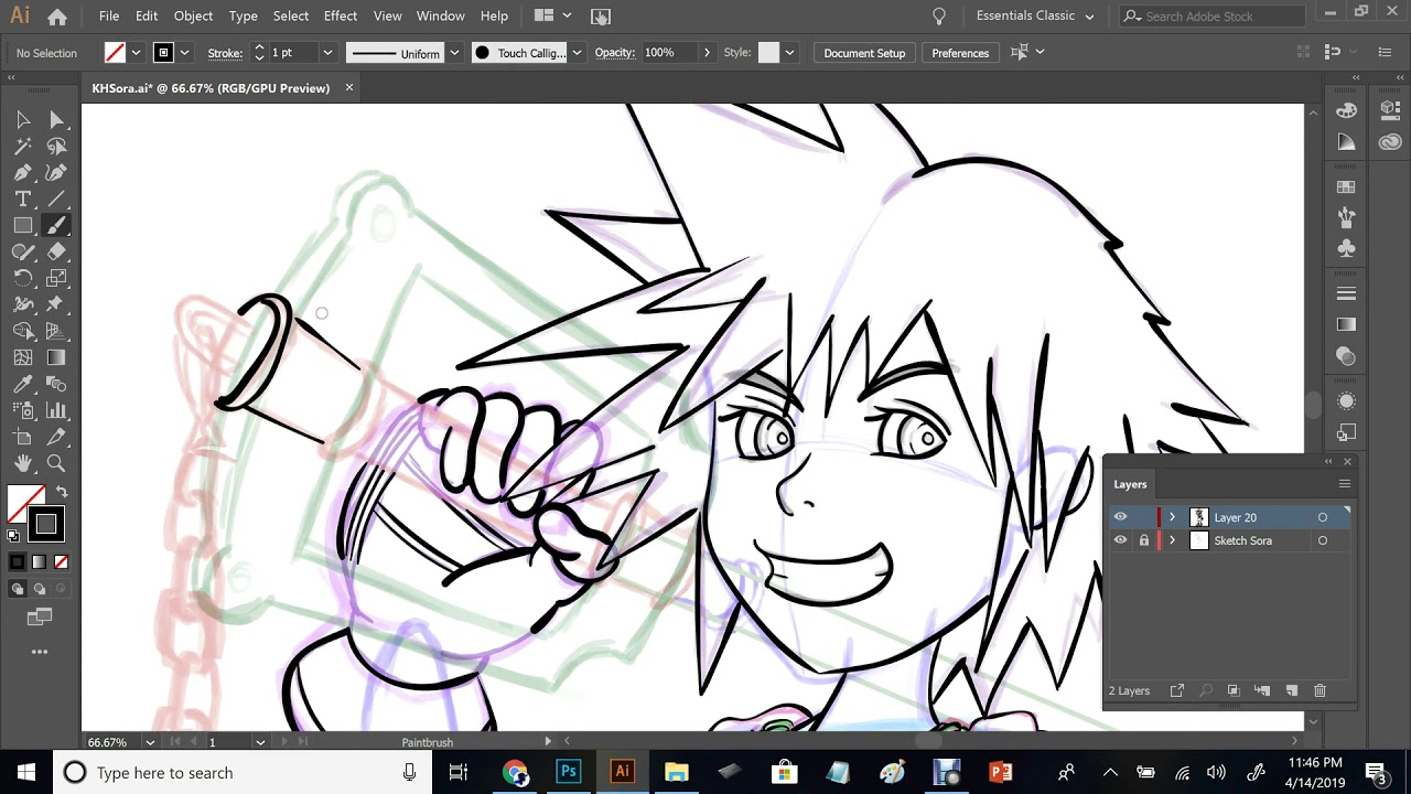 Speed Drawing: Kingdom Hearts 1 Sora