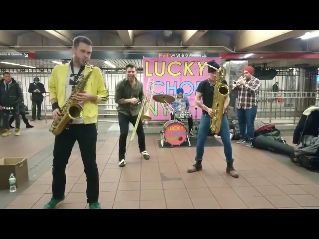 TOO MANY ZOOZ /LUCKY CHOPS  Funky town i feel good class=