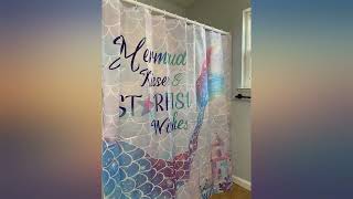 RosieLily Mermaid Tail Shower Curtain for Kids Bathroom Fish Scale Ocean Theme 3D review