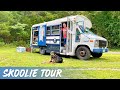 SKOOLIE TOUR | Budget Friendly Full Time Living in a Converted Short School Bus Camper RV Conversion