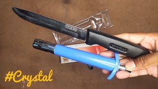 Crystal Stainless Steel Lighter, Aristo + Crystal 8-inch All Purpose Plain Edge Knife | Gas Lighter