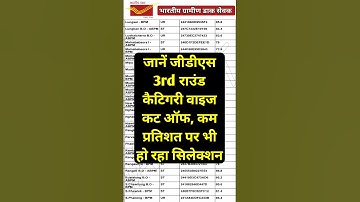 GDS 3rd Merit List Category Wise Cut Off Marks 2024 | GDS 3rd Merit List 2024 Kab Aayega | GDS 3rd
