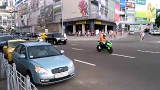 Three bike mini race in centre of Kiev