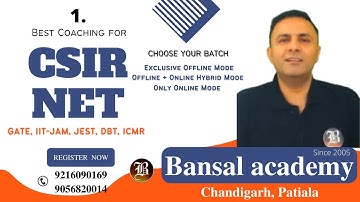 New Batch For CSIR NET 2023-24 | IIT GATE | IIT JAM I Bansal Academy  Sector 16-D, Chandigarh