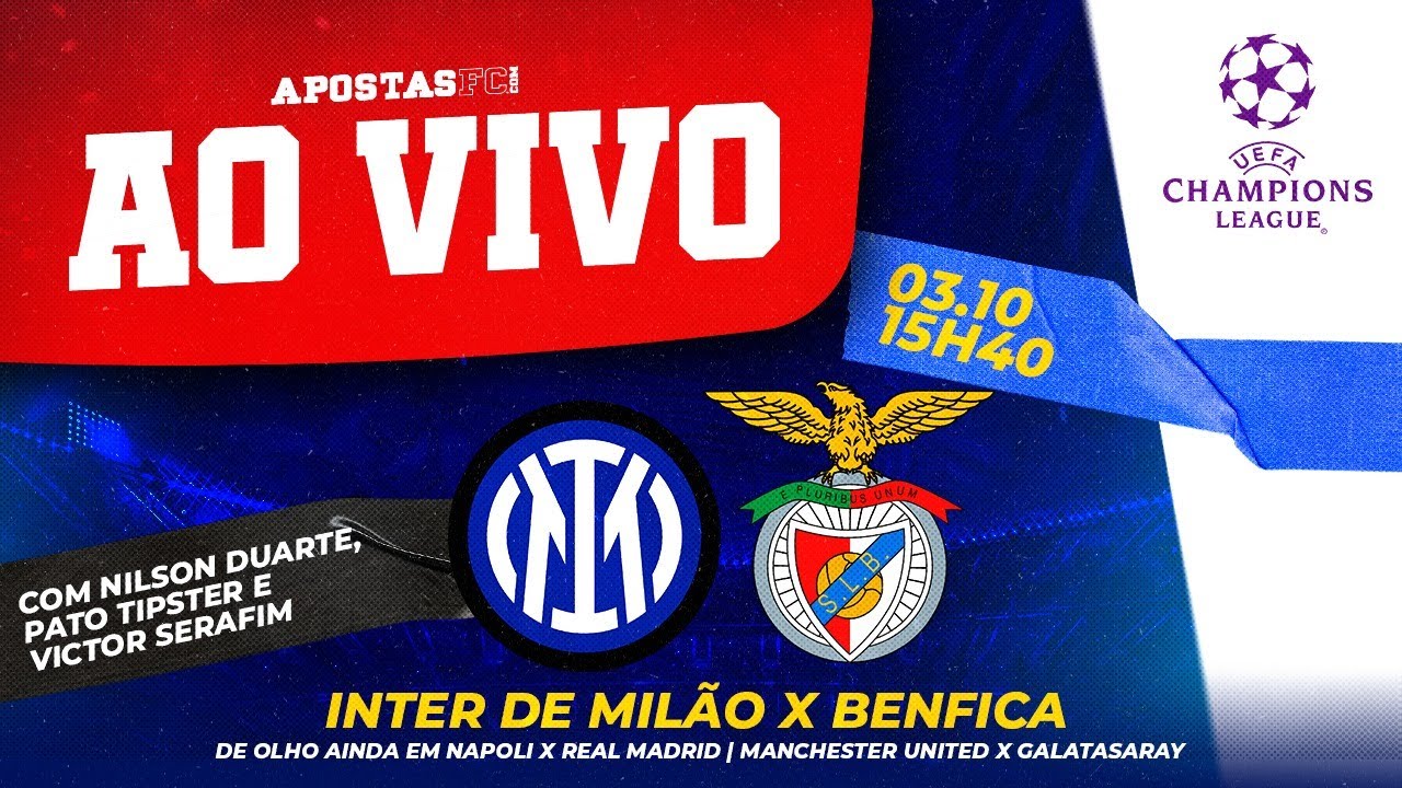 Brado Rádio vai transmitir 2 clássicos da Champions League nesta semana;  Benfica x Inter (11) e Napoli e Millan (12)