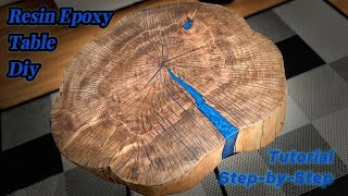 Step-by-Step Guide: Crafting a Round Wooden Coffee Table with Blue Epoxy Resin