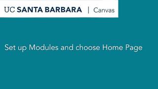 Set up Modules & choose home page