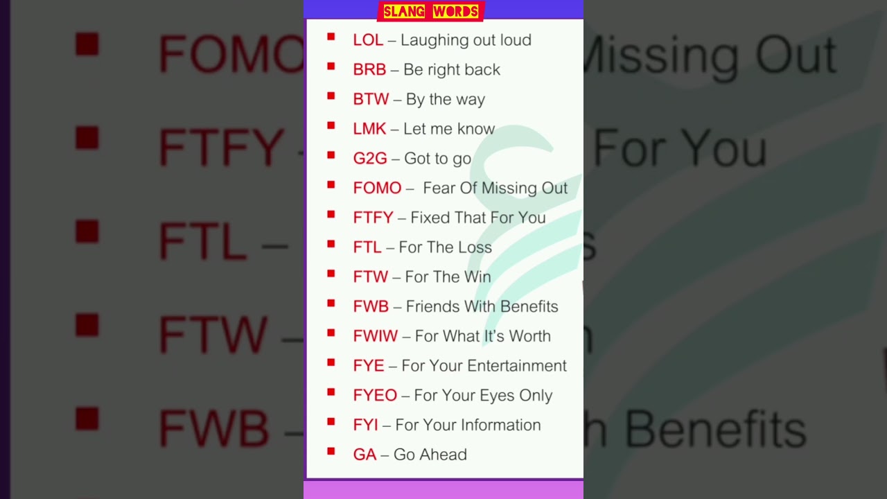 Internet Slang words| 