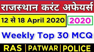 3rd week 12-18 April 2020 Rajasthan Current Affairs in Hindi | currentaffairs2020