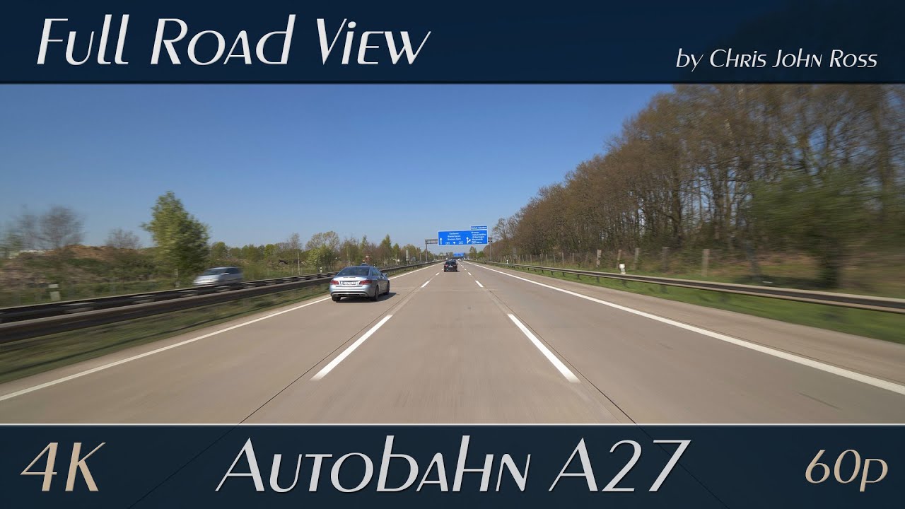 Autobahn (A27), Germany: Bremen-Überseestadt - Dreieck Bremen-Industriehäfen - Bremen-Nord - 4K UHD