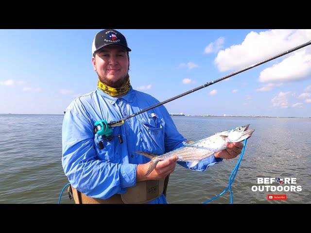 Spanish Mackerel in the Surf ** Fishing Galveston Beachfront ** Kastmaster  Spoons 