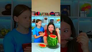 OMG She hid chupa chups in a watermelon vs He hid a big Chupa Chups in Watermelon!🍉😱