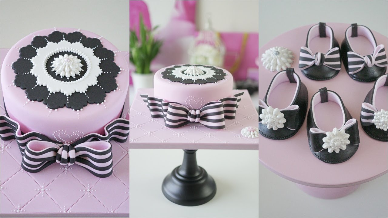 Fondant Baby Shoes with Bow Cake (Tutorial/How To)돌케이크 생일케이크만들기 특별한케이크 토퍼