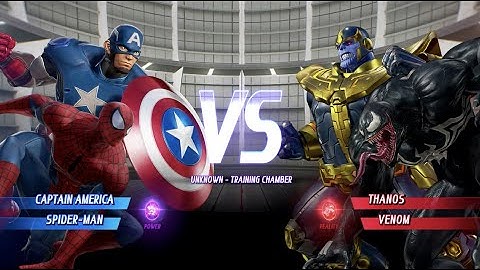 Spider-man and Captain America vs Thanos and Venom - MARVEL VS. CAPCOM: INFINITE