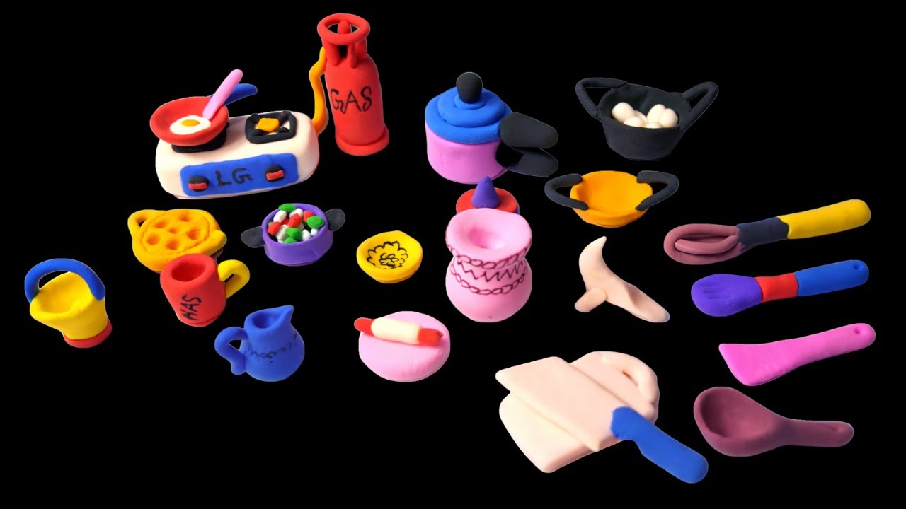 DIY Miniature Kitchen Made with Clay | Cute Clay Cooking Set | Clay Art Ideas for Kids