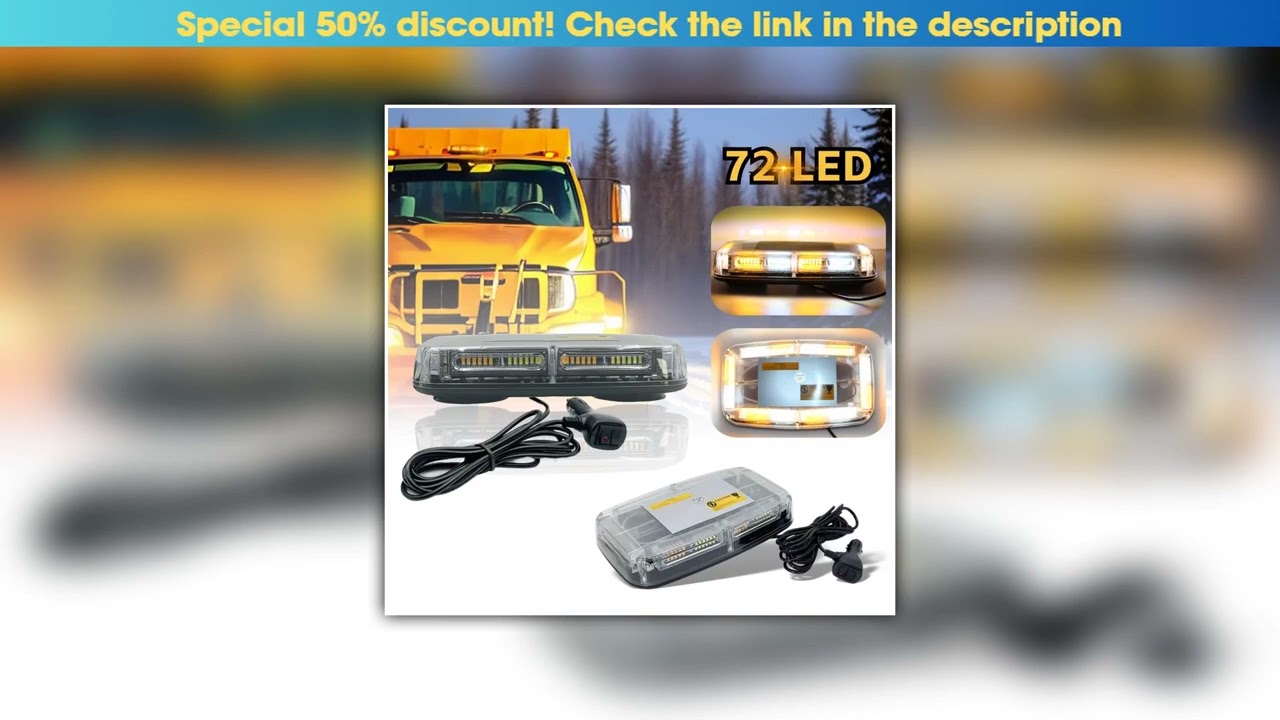 Top 72 LED Amber/Yellow Roof Top LED Emergency Strobe Lights Mini Bar for Cars Trucks Snow Plow Veh