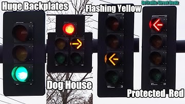 Dog House And Flashing Yellow Arrow Traffic Lights