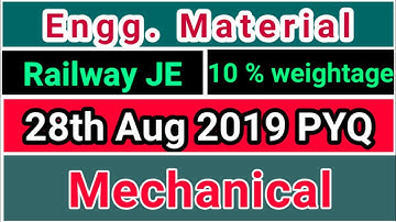 Material science PYQ , Railway JE || 28th Aug 2019 paper