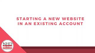 NHDWebCentral - Starting a New Website in Existing Account