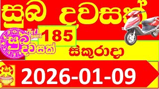 Suba Dawasak 185 Nlb 2026.01.09 185 Lottery Result Today අද සබ දවසක ලතරය පරතඵල 0185 Lot