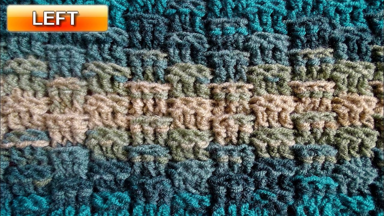 Basket Weave Crochet Stitch Version 1 Left Handed Crochet Stitch