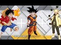 Luffy + Goku + Naruto fusion.Drogan ball × One piece × Naruto series fusions.