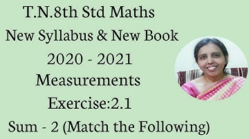 T.N.8th Std maths  Exercise:2.1  Sum - 2 | Measurements |  chapter-2 |.