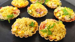 Quick and Easy Chaat Recipe by Vijaya Modi Starters Recipe । Party Snacks।Corn Canapes Chaat Recipe