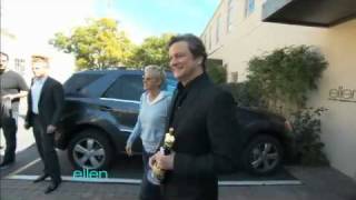 Colin Firth Surprises Ellen with His Oscar!