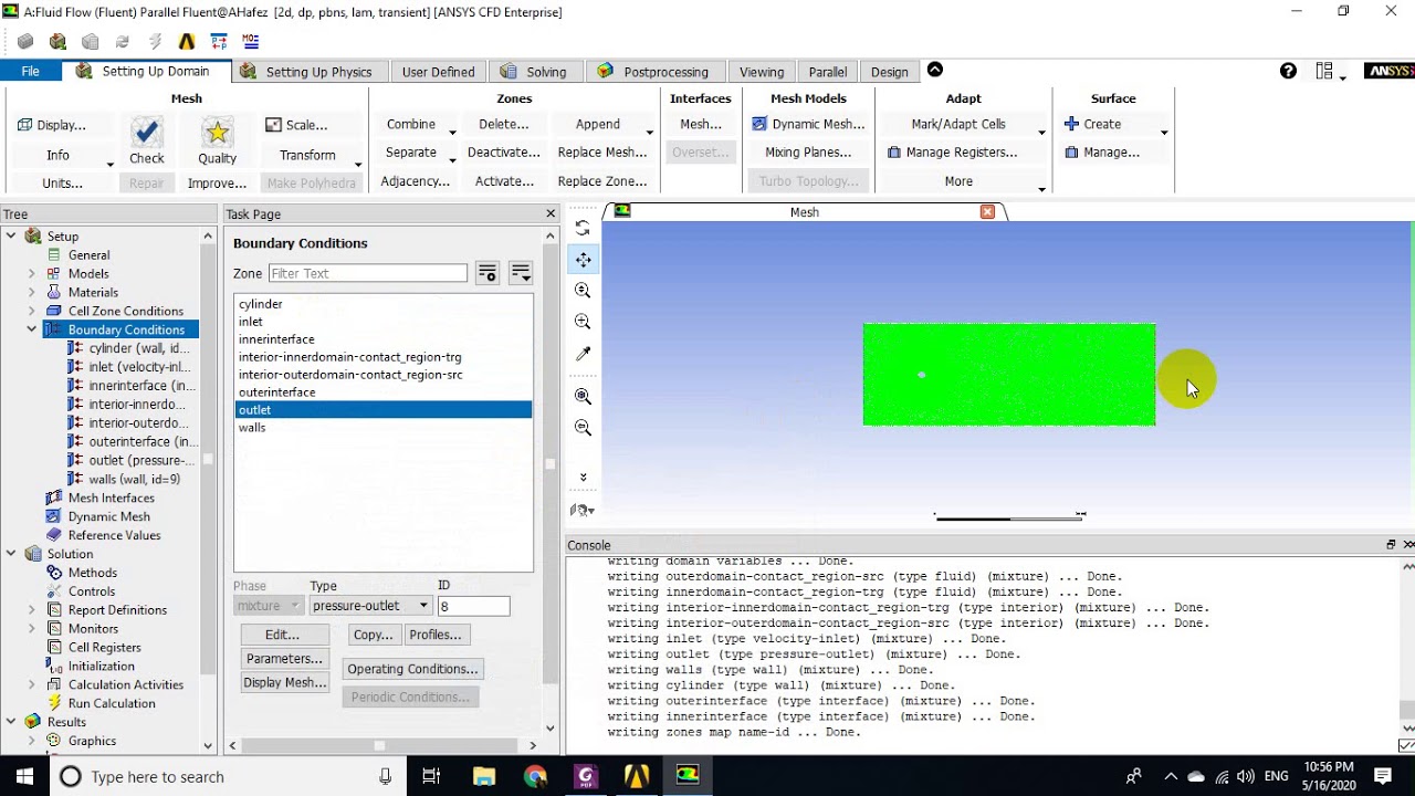 Von Karman Laminar flow around Cylinder Ansys Fluent Step #3 Setup شرح ...