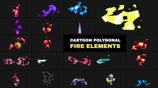 Details Free Cartoon Polygonal Fire Elements (Ae) - Low Poly 2D Flames News