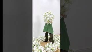 White Rose Babys Breath Flower Ball For Table Centerpieces A2036