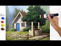 How to paint house with deep well in acrylics  timelapse   jmlisondra