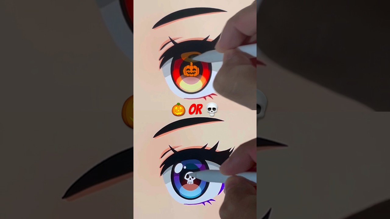 Boo 👻💀🎃 Digital Drawing Anime Eyes #shortsvideo #halloween2023 #howtodraw