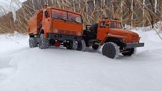 Легенды на снежном бездорожье. RC Урал 4320 против RC Камаз 4310. RC Ural vs RC Kamaz 1/18 off road