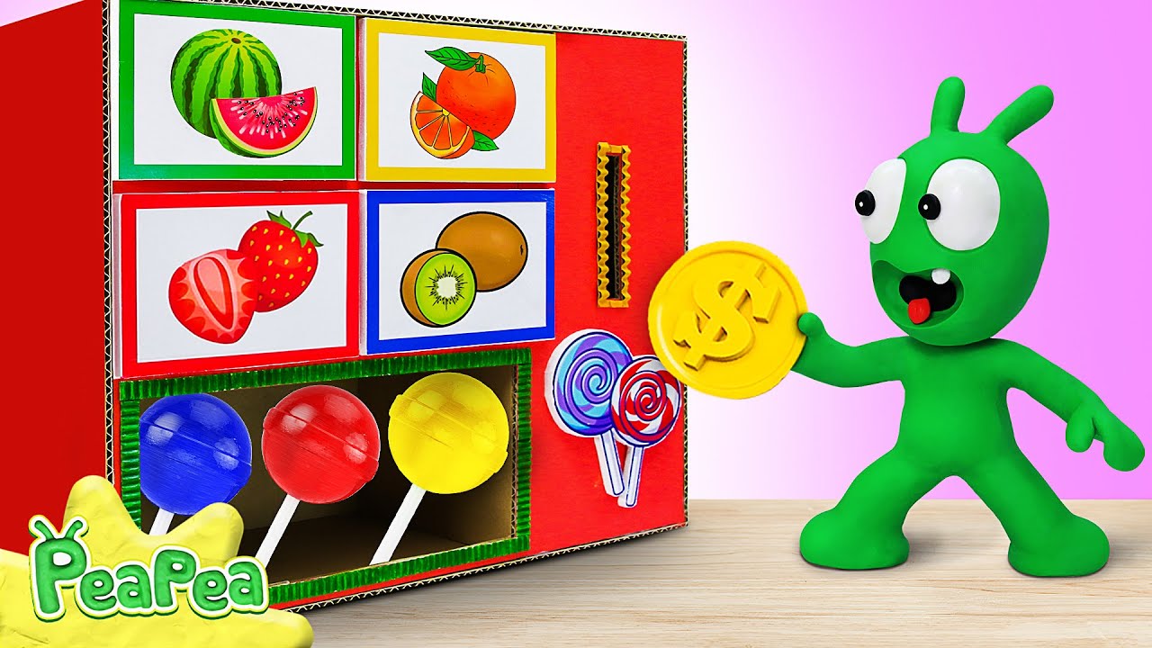 Pea Pea Plays with the Candy Vending Machine  Cartoon for kids   Pea Pea