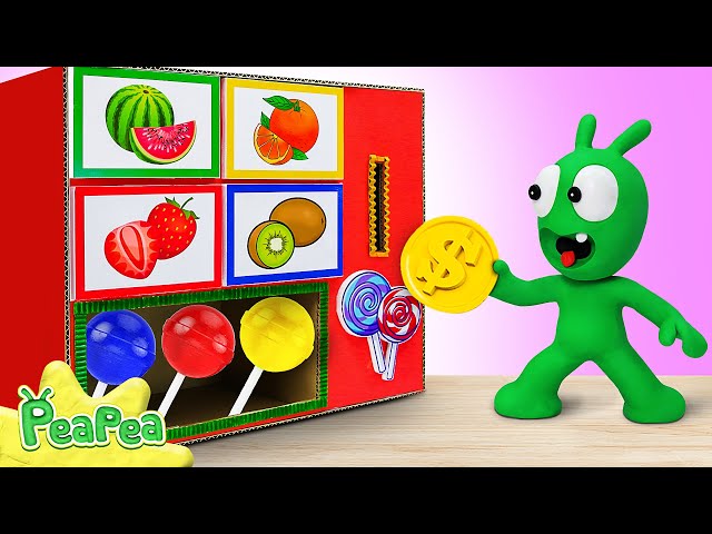 Pea Pea Plays with the Candy Vending Machine | Cartoon for kids - Pea Pea class=