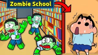 Shinchan Trapped In Zombie School 😱 || Funny Game Roblox 😂 screenshot 5