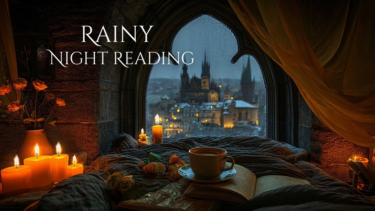 Rainy Night Reading | Piano & Rain | Dark Academia Ambience