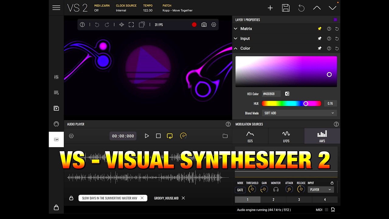 VS - Visual Synthesizer 2 - Настройка и начало работы для начинающих - iPad