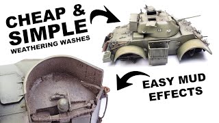 CHEAP SHADOW WASHES & EASY MUD EFFECTS | BRONCO 1/35TH  SCALE STAGHOUND PART 2