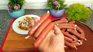 طريقة عمل السوسيس أو الهوت دوج البيتى مضمون The way to make homemade sausage  is guaranteed