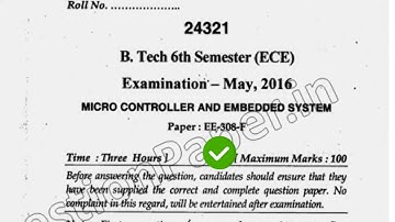 2016 Mdu BTech ECE 6th Sem Micro Controller & Embedded System Question Paper