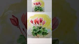 Cyclamen. Spring flowers Цикламены. Весенние цветы #Shorts#watercolor#flowers#cyclamen#цикламены