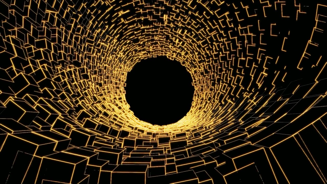 VJ Loop video. 3d round of cubes. round tunnel from a 3d Grid. Сubic round tunnel wire 3D animation