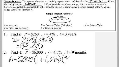 Math 118 : 3.3 #2 (Mathematical Explorations Tutorial : Simple Interest)