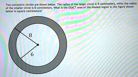 [Math] Two concentric circles are shown below  The radius of the larger circle is 8 centimeters