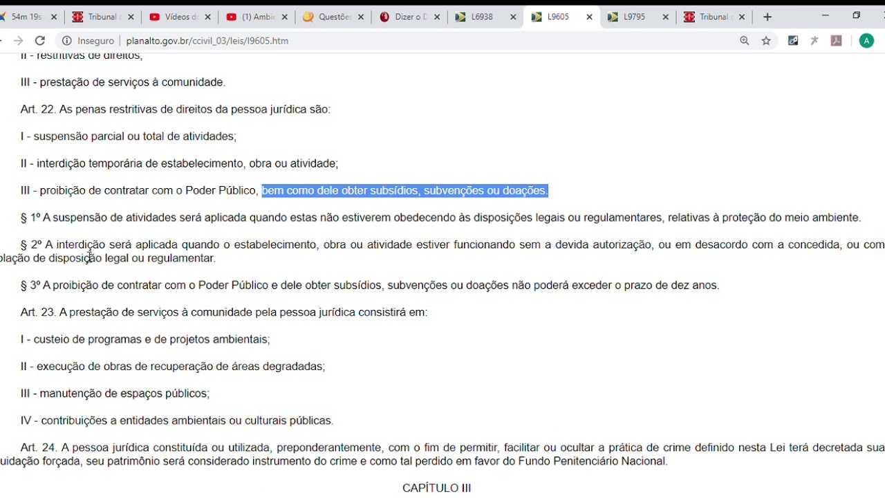 Lei 9605 98 Aplicação da pena - YouTube